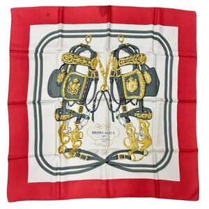 Hermès “Brides de Gala” Silk Scarf – Red Border